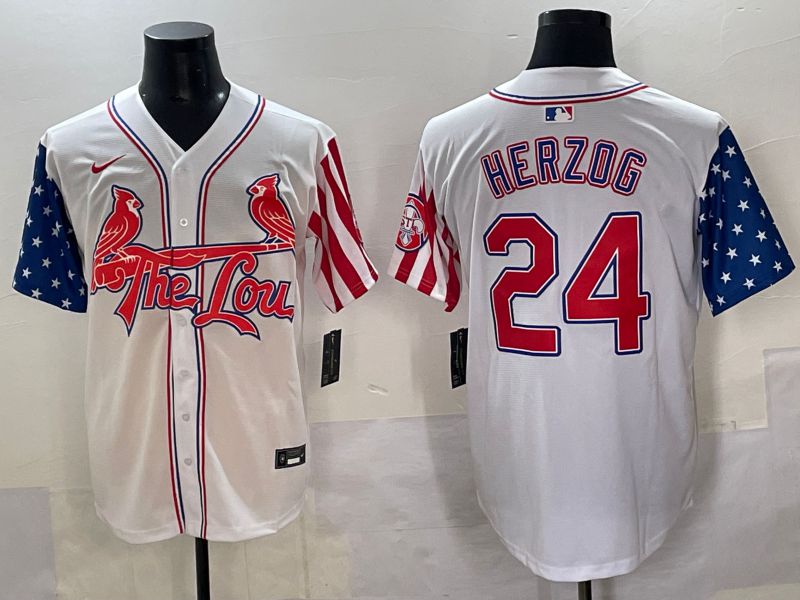 Men 2025 St.Louis Cardinals #24 Herzog White a generation of national flags Joint Name Nike MLB Jersey style 1